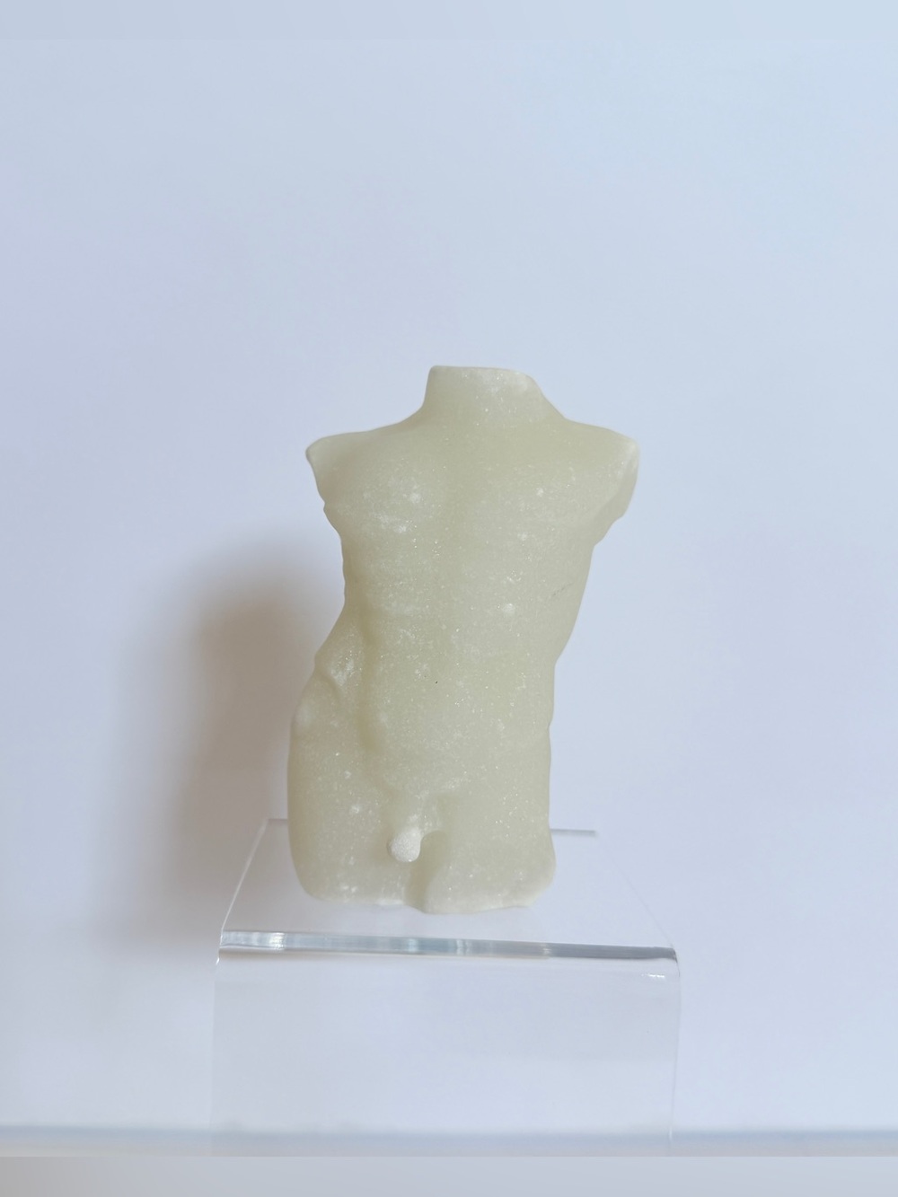 White Calcite Male Torso Sculpture Carved Crystal Figure Nude Abstract Statue 4”